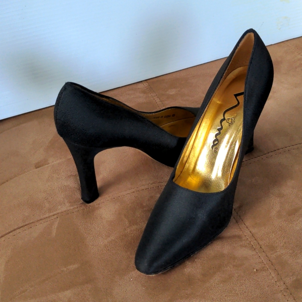 Black Satin Pumps